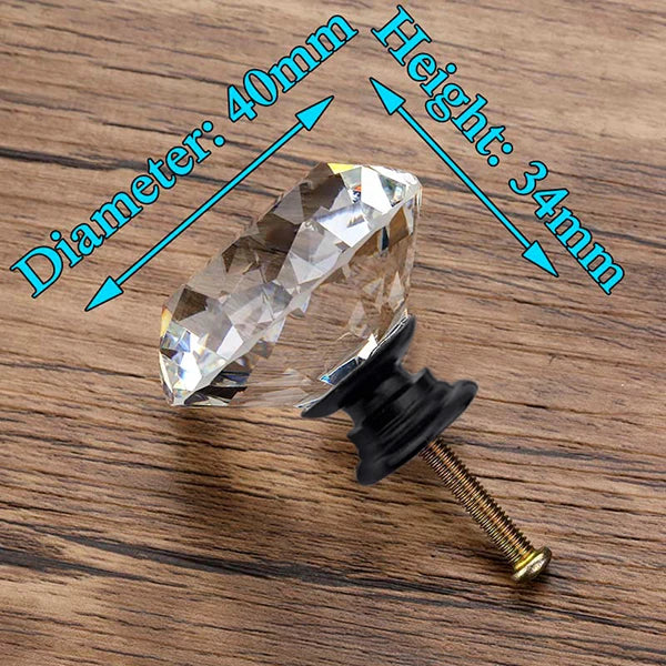 KAK 30mm Diamond Shape Design Crystal Glass Knobs Cupboard Pulls Drawer Knobs Kitchen Cabinet Handles Furniture Handle Hardware