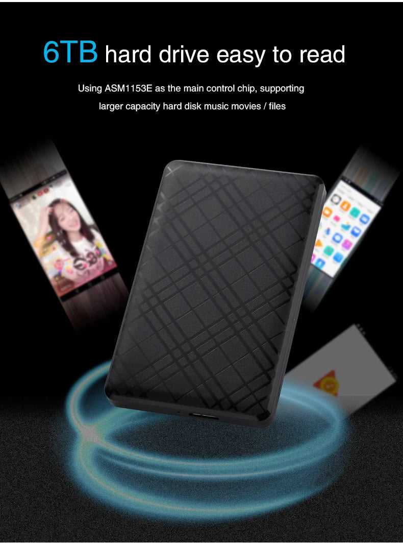 T43 Case Hd Externo USB 3 0 For 2.5 Inch SATA2 3 Hard Drive Box Mobile HDD Case With Cable Support 6TB High Speed HDD Enclosure