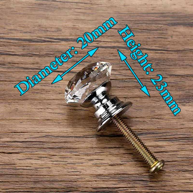 KAK 30mm Diamond Shape Design Crystal Glass Knobs Cupboard Pulls Drawer Knobs Kitchen Cabinet Handles Furniture Handle Hardware