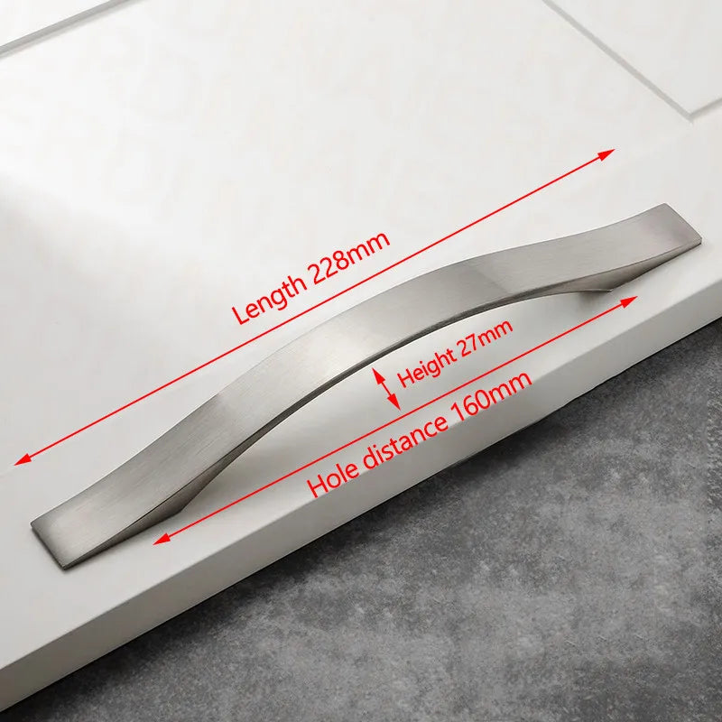 NAIERDI Aluminum Alloy Kitchen Door Handles Cabinet Handles Drawer Knobs Wardrobe Door Handles Brushed Modern Style Hardware
