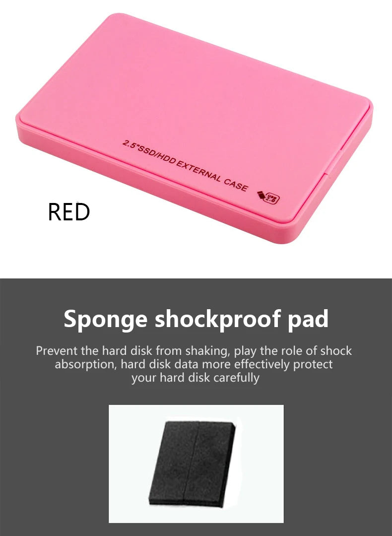 T43 Case Hd Externo USB 3 0 For 2.5 Inch SATA2 3 Hard Drive Box Mobile HDD Case With Cable Support 6TB High Speed HDD Enclosure
