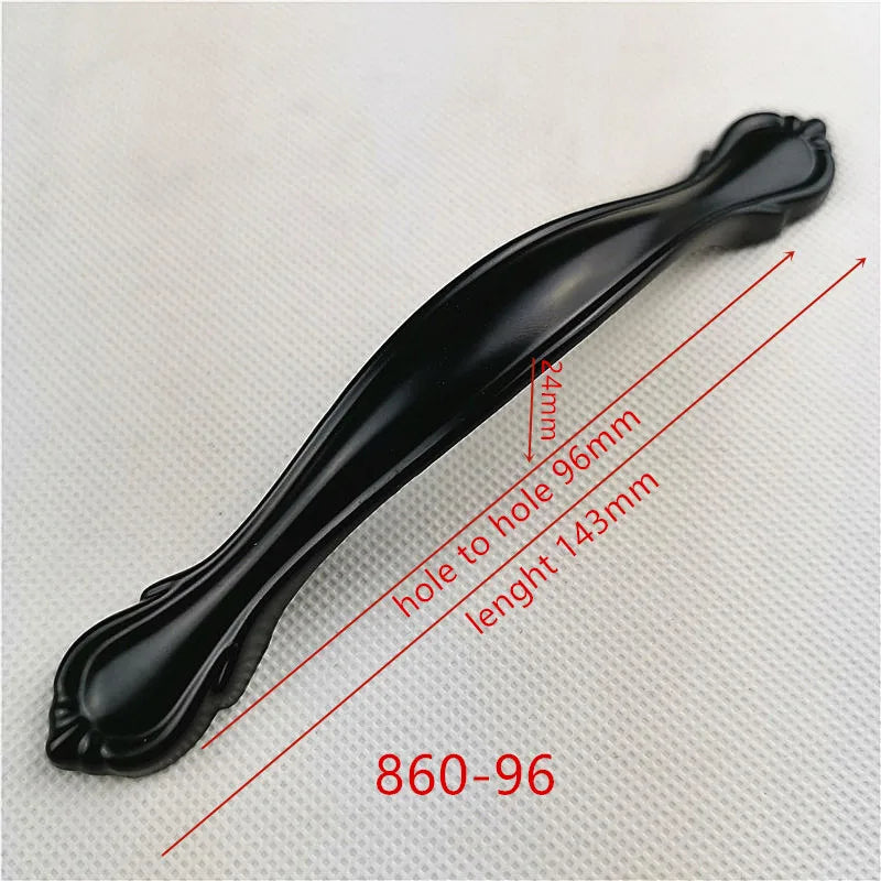 Hole Spacing 96mm Zinc Alloy Black Cabinet Handles American Style Kitchen Door Pulls Drawer Knobs Furniture Handle