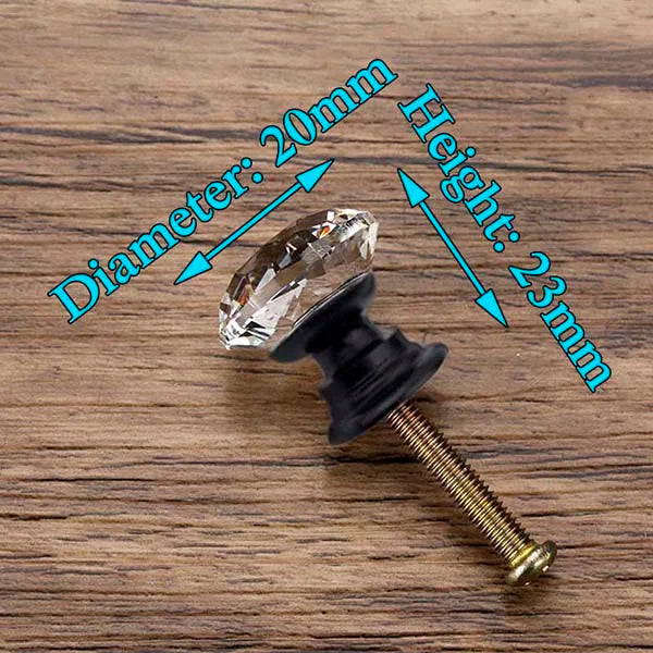 KAK 30mm Diamond Shape Design Crystal Glass Knobs Cupboard Pulls Drawer Knobs Kitchen Cabinet Handles Furniture Handle Hardware