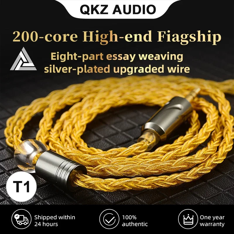 QKZ T1 Earphone Update Cable 3.5mm Jack QDC 0.75mm Connector Wired Headphones For ZXN ZXT VK4 ZX2 ZAX2 KZ EDX ZSN Pro X TRN MT1