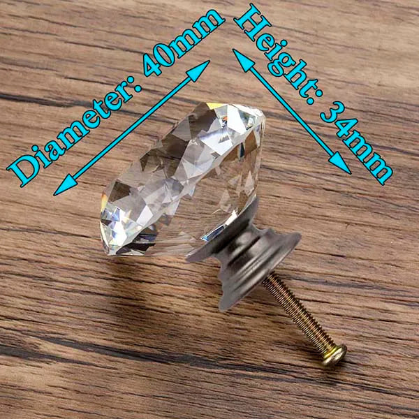 KAK 30mm Diamond Shape Design Crystal Glass Knobs Cupboard Pulls Drawer Knobs Kitchen Cabinet Handles Furniture Handle Hardware