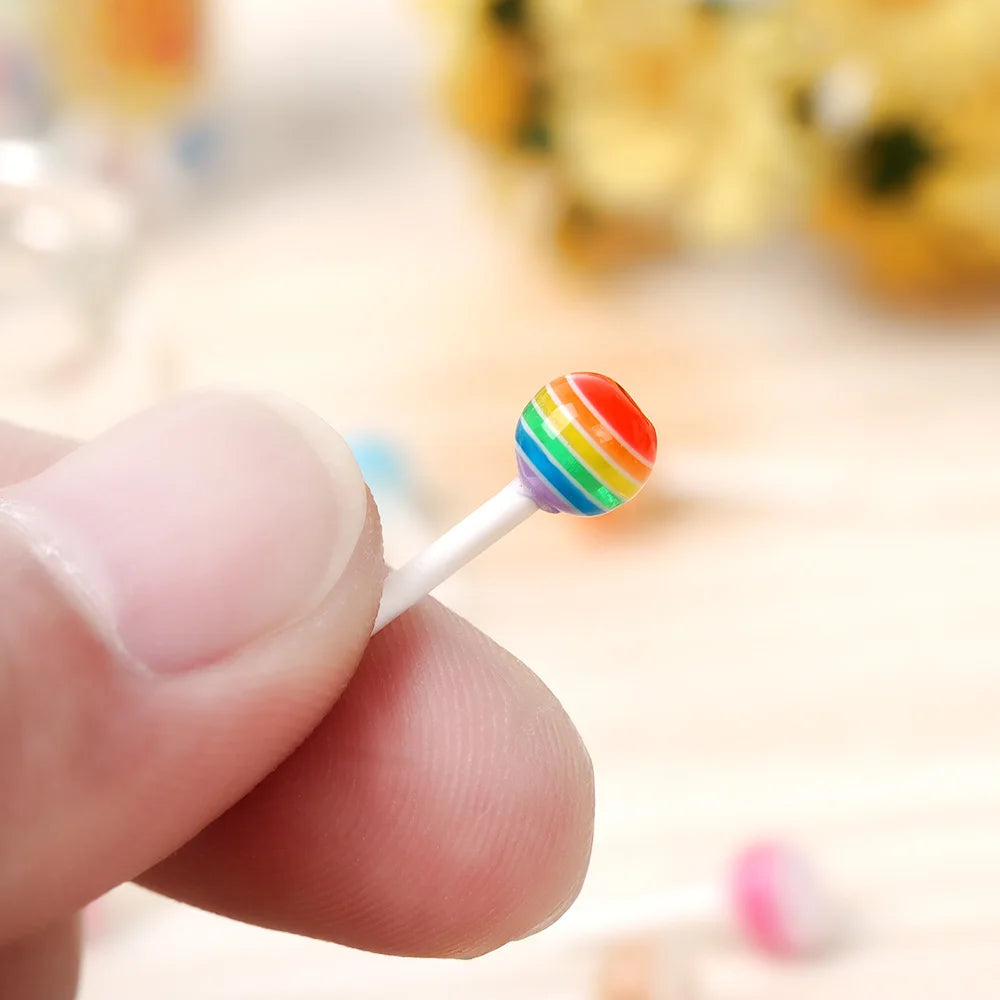 New 1/12 Miniature Food Dessert Sugar Mini Lollipops With Case Holder Candy For Doll House Kitchen Furniture Toys Accessories