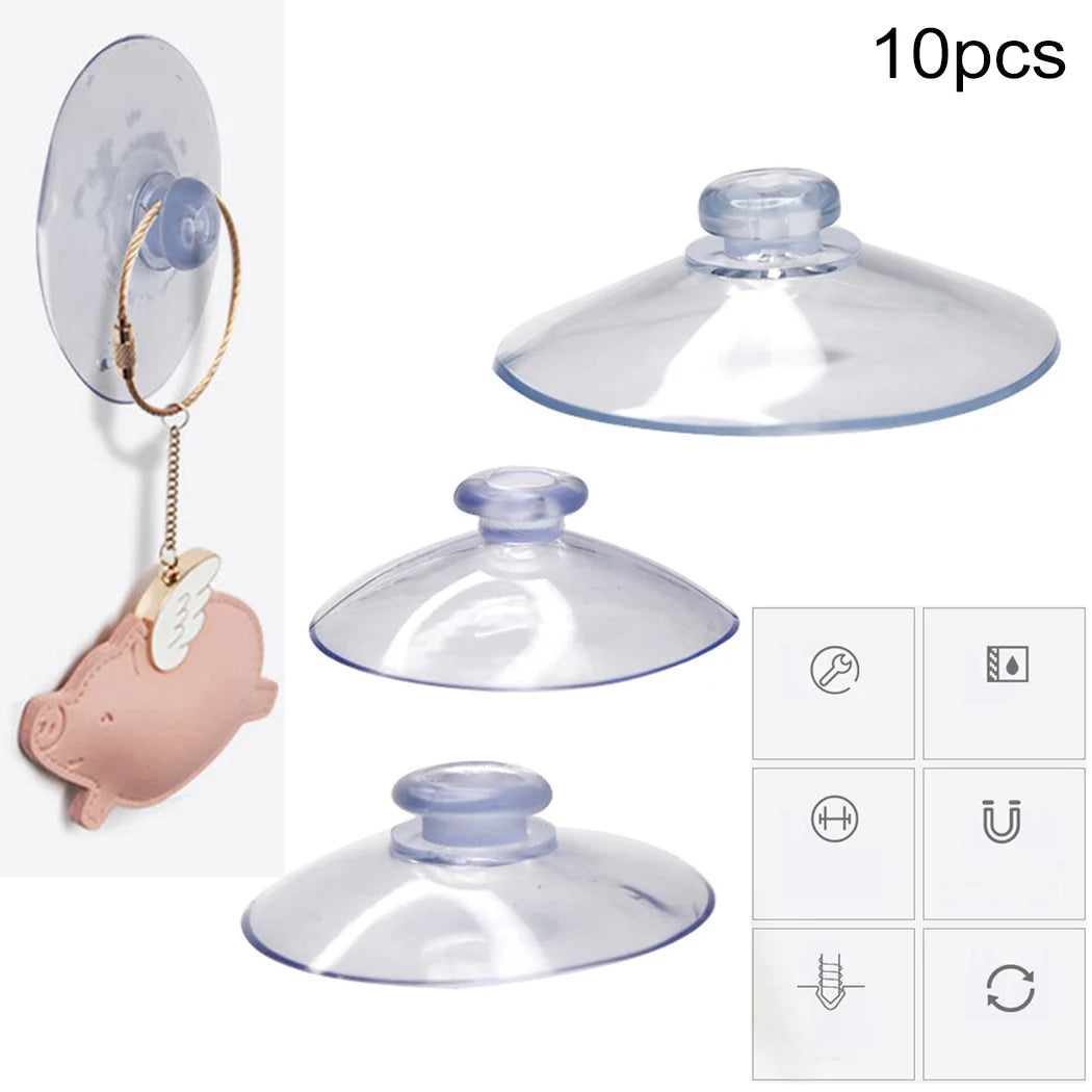 10PCS Mushroom Head Clear Suction Cups Thumb Nut Strong Vacuum Suckers PVC Kitchen Bathroom Window Wall Car Hooks 41mm