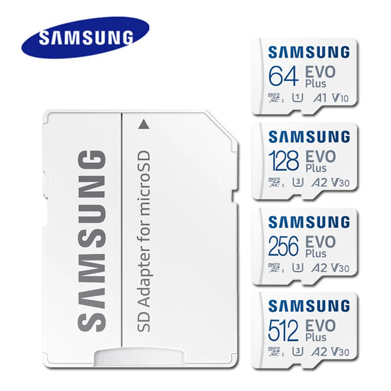SAMSUNG EVO/PRO Plus Memory Card 64G A1 Micro SD Card 128G 256G 512G U3 A2 V30 Drive Recorder Monitor Camera Dedicated TF Card
