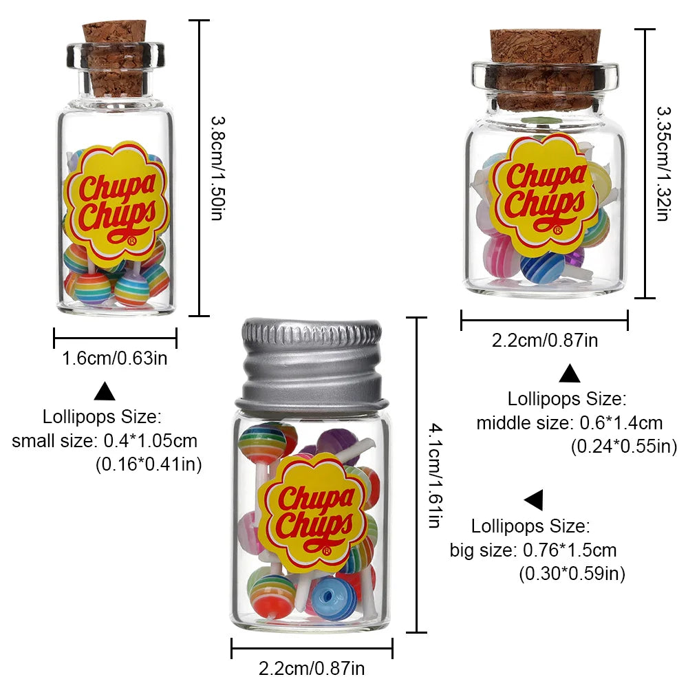 New 1/12 Miniature Food Dessert Sugar Mini Lollipops With Case Holder Candy For Doll House Kitchen Furniture Toys Accessories