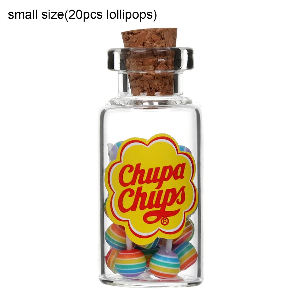 New 1/12 Miniature Food Dessert Sugar Mini Lollipops With Case Holder Candy For Doll House Kitchen Furniture Toys Accessories