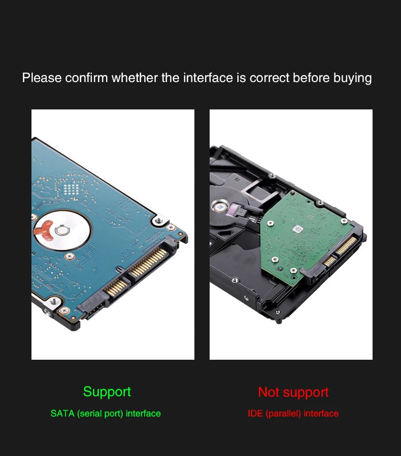 T43 Case Hd Externo USB 3 0 For 2.5 Inch SATA2 3 Hard Drive Box Mobile HDD Case With Cable Support 6TB High Speed HDD Enclosure