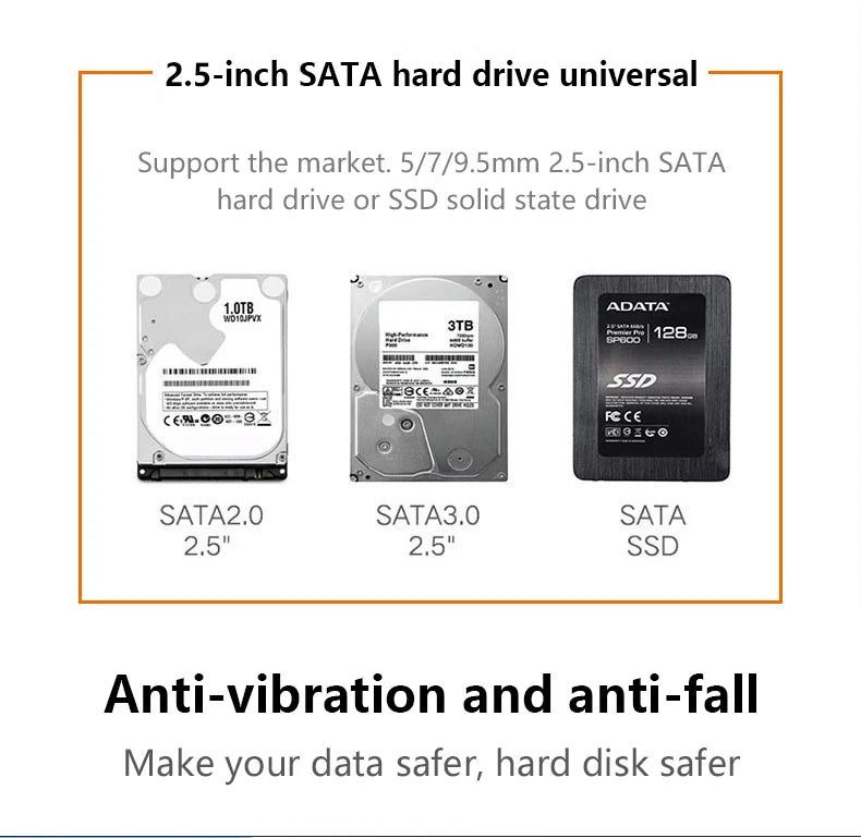 T43 Case Hd Externo USB 3 0 For 2.5 Inch SATA2 3 Hard Drive Box Mobile HDD Case With Cable Support 6TB High Speed HDD Enclosure