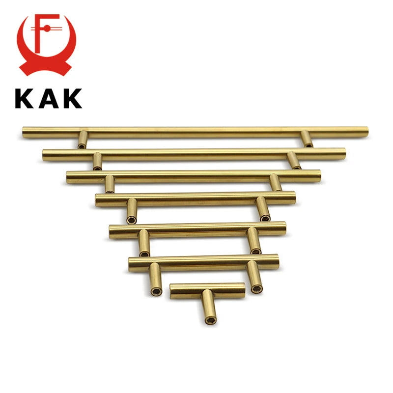 KAK 2" ~ 20'' Gold Kitchen Door T Bar Straight Handle Knobs Cabinet Pull Diameter 10mm Stainless Steel Handles Furniture Handle