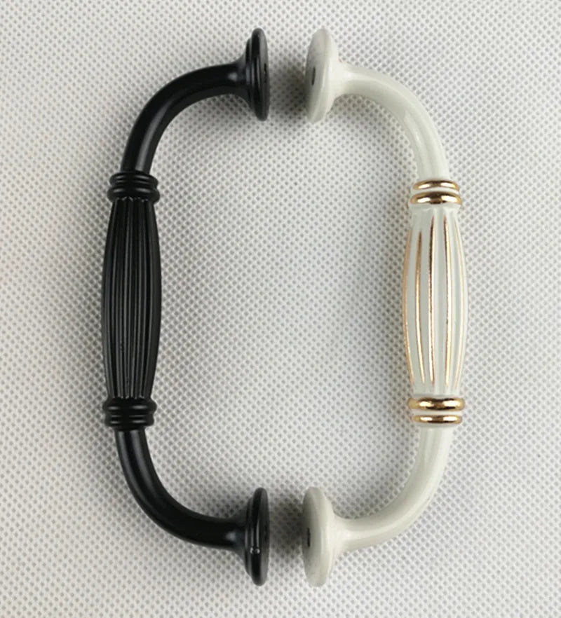 Hole Spacing 96mm Zinc Alloy Black Cabinet Handles American Style Kitchen Door Pulls Drawer Knobs Furniture Handle