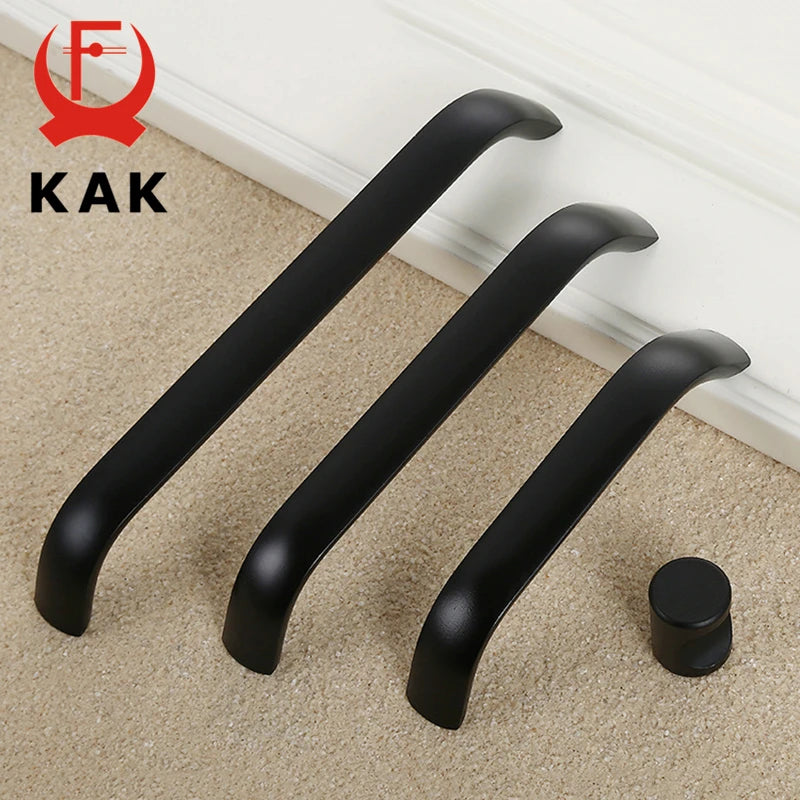 KAK Aluminium Alloy Black Cabinet Knobs Kitchen Cabinet Handles Drawer Knobs Pulls Black Furniture Handle Cabinet Hardware