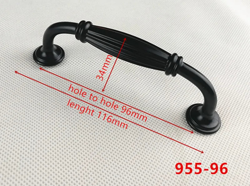Hole Spacing 96mm Zinc Alloy Black Cabinet Handles American Style Kitchen Door Pulls Drawer Knobs Furniture Handle