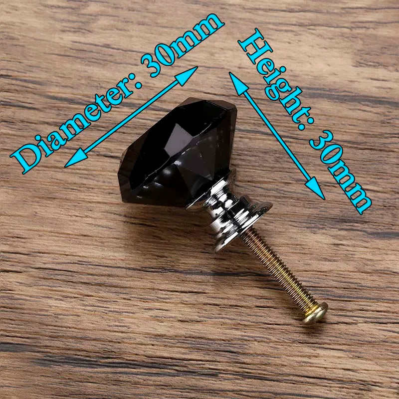 KAK 30mm Diamond Shape Design Crystal Glass Knobs Cupboard Pulls Drawer Knobs Kitchen Cabinet Handles Furniture Handle Hardware