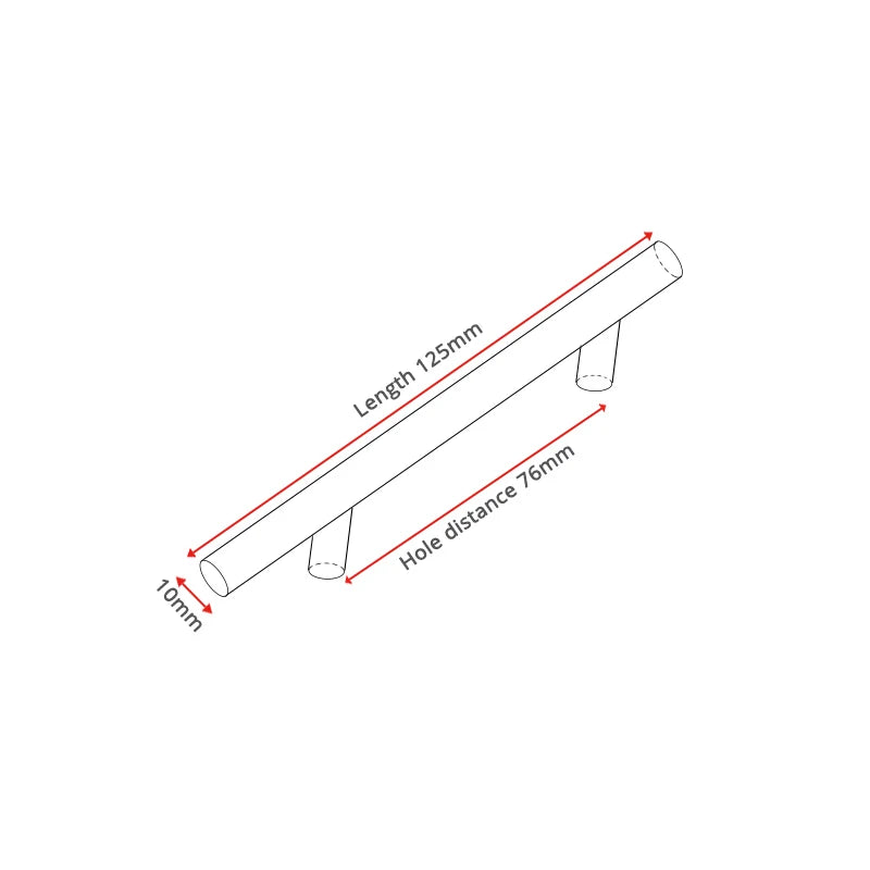 NAIERDI 2" ~ 24'' Stainless Steel Cabinet Handles Diameter 10mm Kitchen Door T Bar Straight Handle Pull Knobs Furniture Hardware