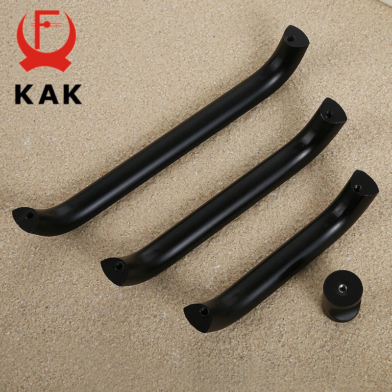 KAK Aluminium Alloy Black Cabinet Knobs Kitchen Cabinet Handles Drawer Knobs Pulls Black Furniture Handle Cabinet Hardware