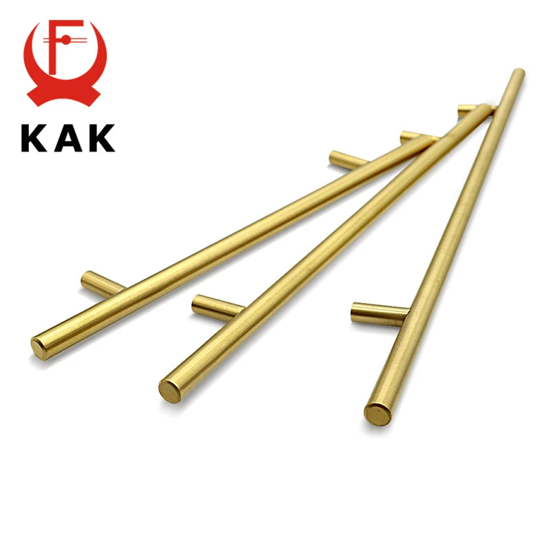 KAK 2" ~ 20'' Gold Kitchen Door T Bar Straight Handle Knobs Cabinet Pull Diameter 10mm Stainless Steel Handles Furniture Handle