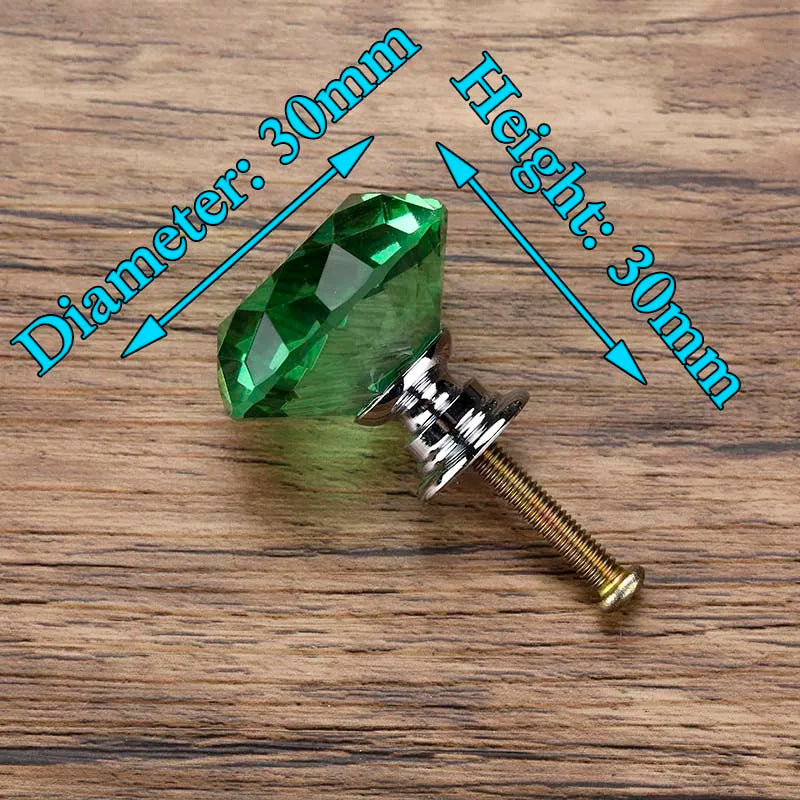 KAK 30mm Diamond Shape Design Crystal Glass Knobs Cupboard Pulls Drawer Knobs Kitchen Cabinet Handles Furniture Handle Hardware