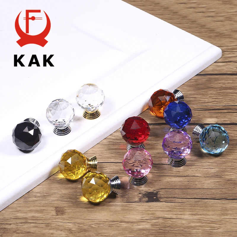 KAK Fashion Crystal Cabinet Knobs and Handles Colorful Crystal Dresser Drawer Knobs Kitchen Handles Furniture Handle Hardware
