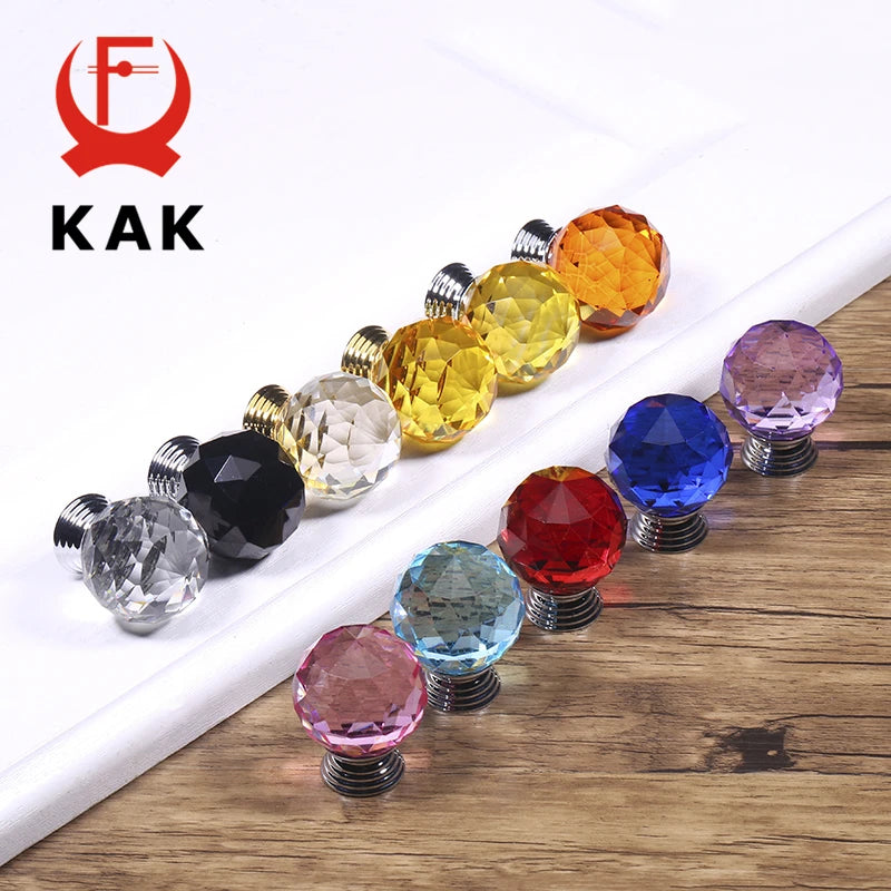 KAK Fashion Crystal Cabinet Knobs and Handles Colorful Crystal Dresser Drawer Knobs Kitchen Handles Furniture Handle Hardware