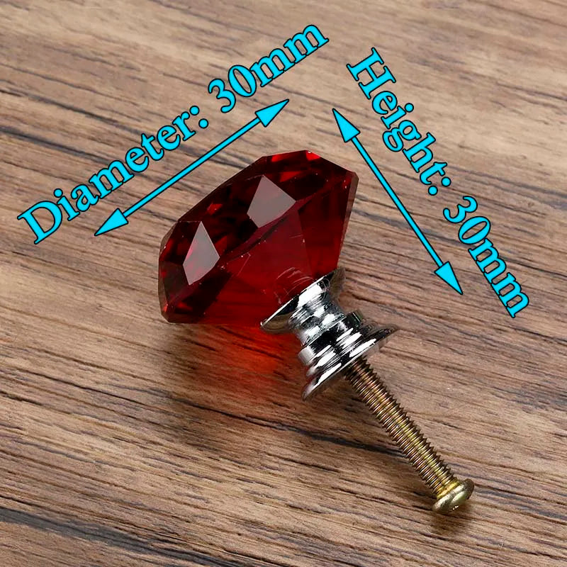 KAK 30mm Diamond Shape Design Crystal Glass Knobs Cupboard Pulls Drawer Knobs Kitchen Cabinet Handles Furniture Handle Hardware