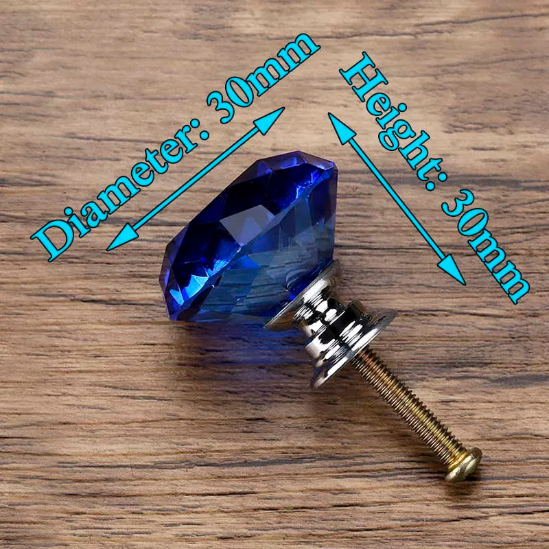 KAK 30mm Diamond Shape Design Crystal Glass Knobs Cupboard Pulls Drawer Knobs Kitchen Cabinet Handles Furniture Handle Hardware