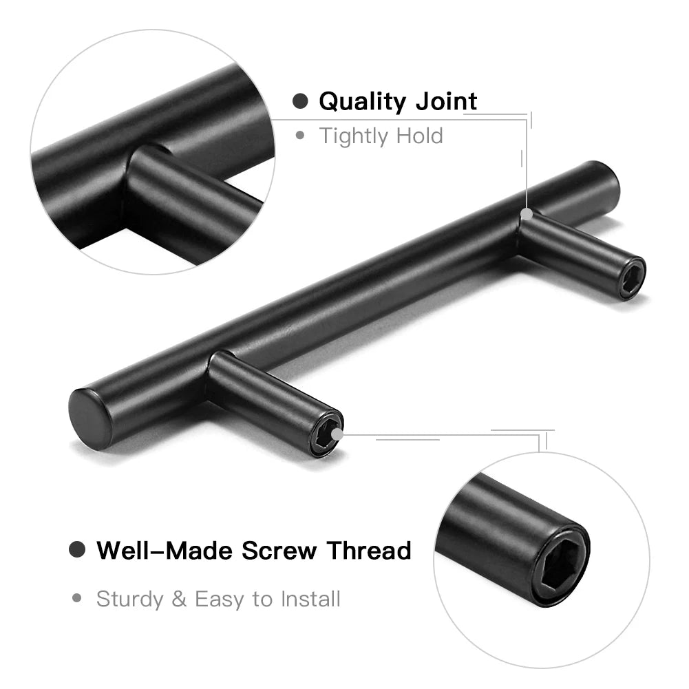 KAK 2" ~ 24" Kitchen Door T Bar Pull Straight Handle Knobs Cabinet Pull Diameter 10mm Stainless Steel Handles Furniture Hardware