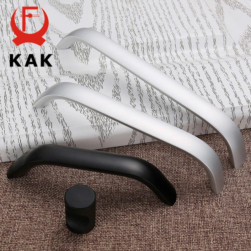 KAK Aluminium Alloy Black Cabinet Knobs Kitchen Cabinet Handles Drawer Knobs Pulls Black Furniture Handle Cabinet Hardware