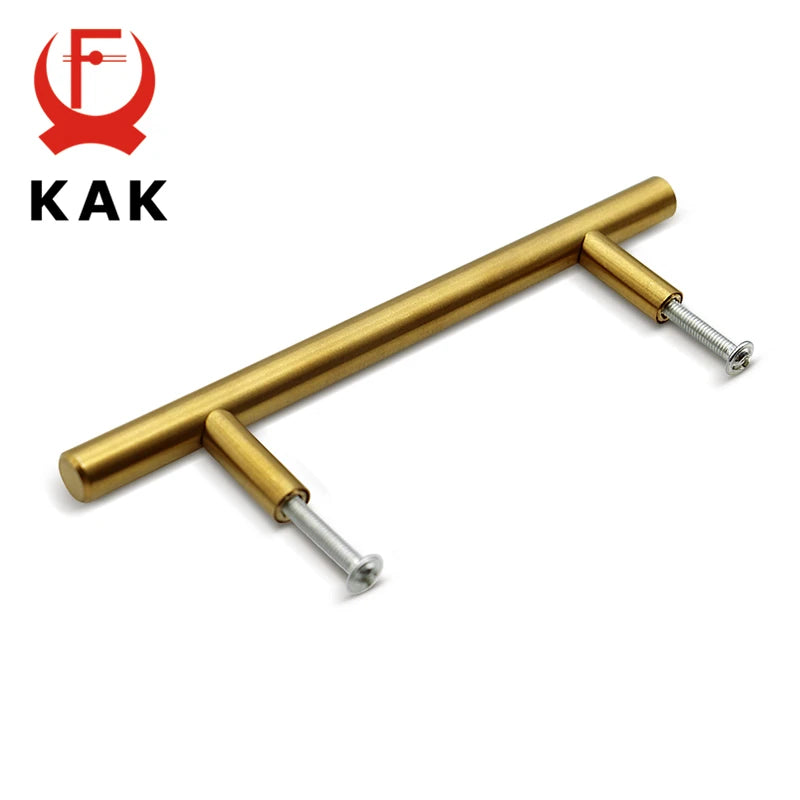 KAK 2" ~ 20'' Gold Kitchen Door T Bar Straight Handle Knobs Cabinet Pull Diameter 10mm Stainless Steel Handles Furniture Handle