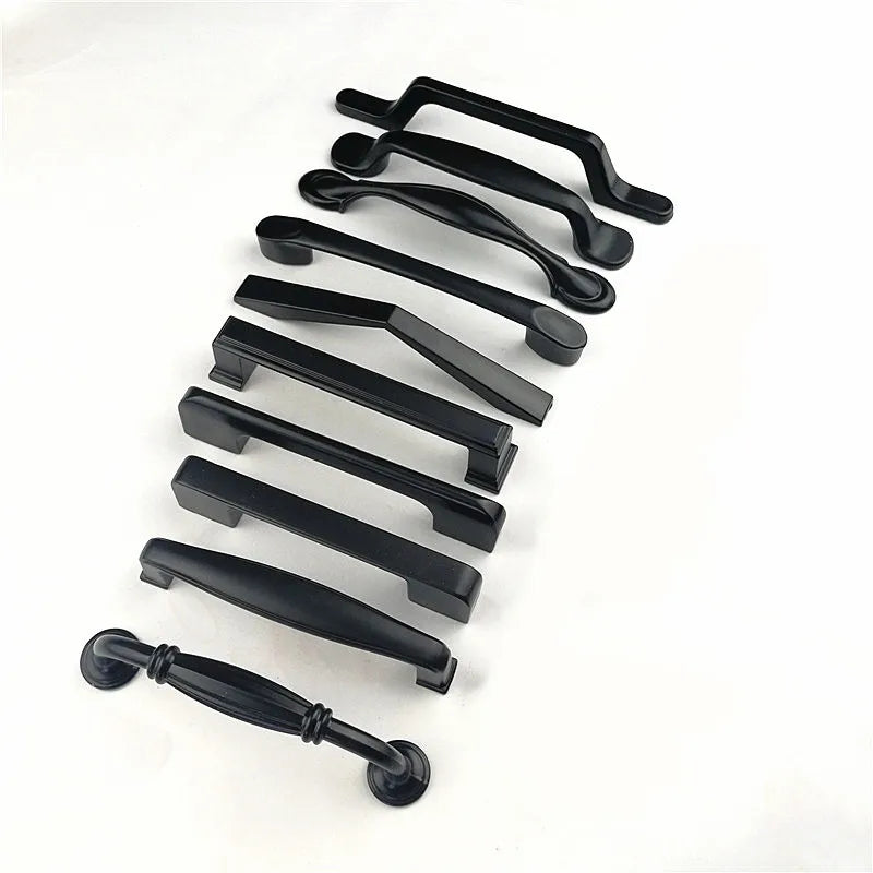 Hole Spacing 96mm Zinc Alloy Black Cabinet Handles American Style Kitchen Door Pulls Drawer Knobs Furniture Handle