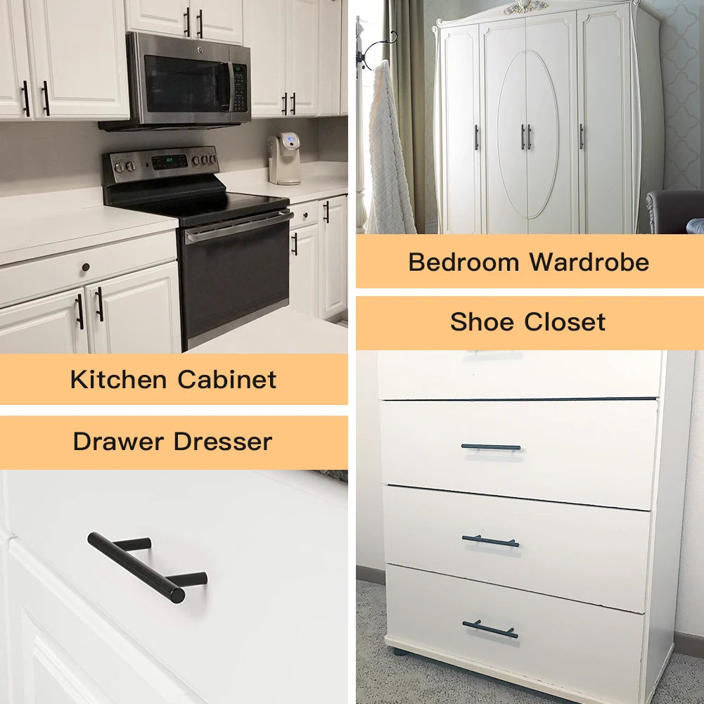 KAK 2" ~ 24" Kitchen Door T Bar Pull Straight Handle Knobs Cabinet Pull Diameter 10mm Stainless Steel Handles Furniture Hardware