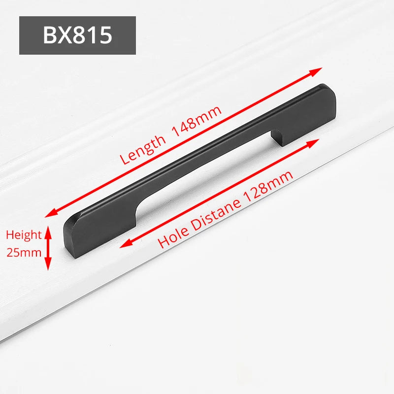 KAK Fashion Black Hidden Cabinet Handles Aluminum Alloy Kitchen Handles Cupboard Pulls Drawer Knobs Furniture Room Door Hardware