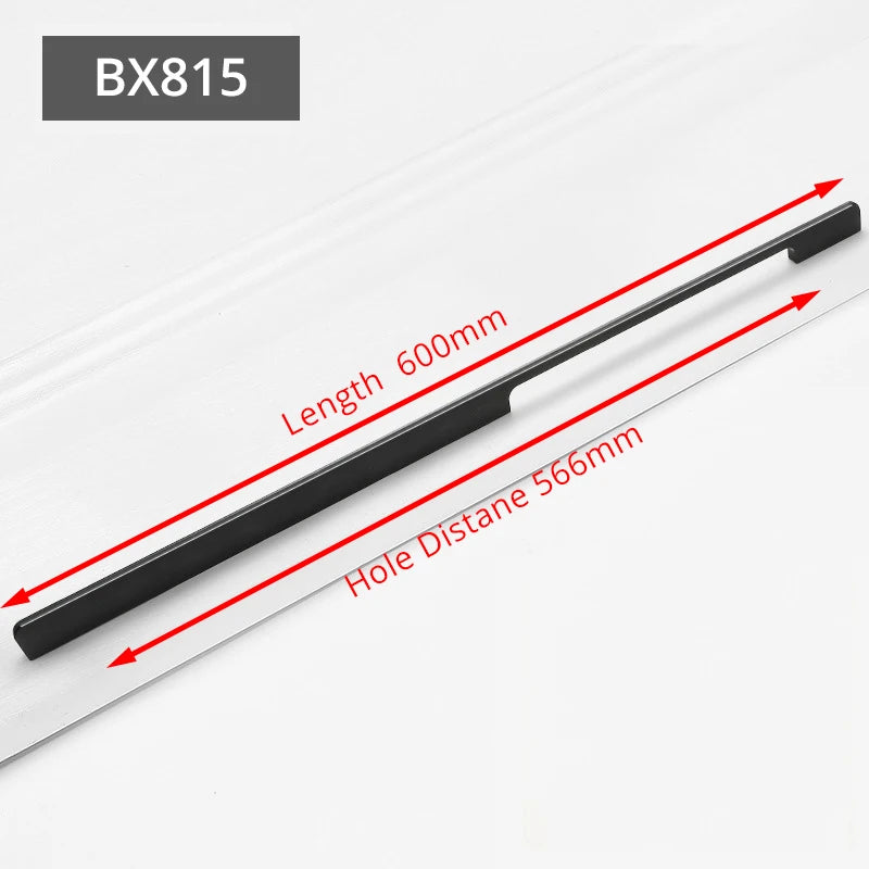 KAK Fashion Black Hidden Cabinet Handles Aluminum Alloy Kitchen Handles Cupboard Pulls Drawer Knobs Furniture Room Door Hardware