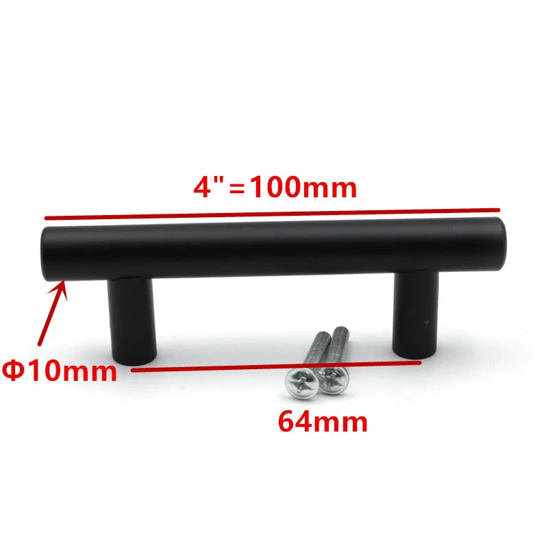 MAIKAK Brushed Black Straight Cupboard Handles Knobs Stainless Steel Brushed Black Gold Kitchen Door Handles Cabinet Pull