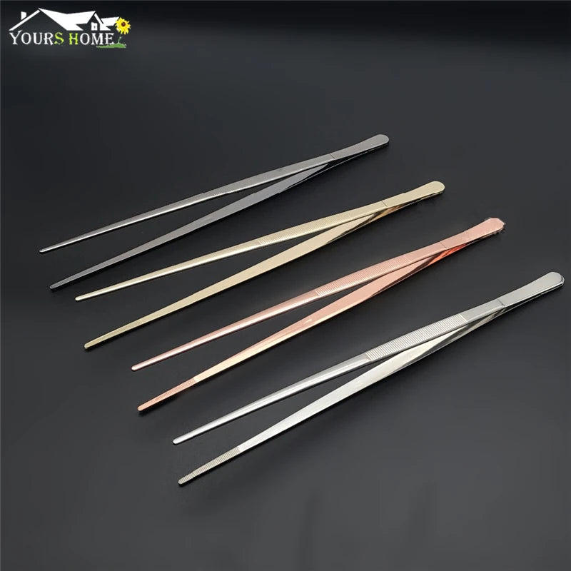 Stainless Steel Kitchen & Bar Tweezer Food Tongs Kitchen Cooking Medical Tweezer Copper/Gold/Black Plated