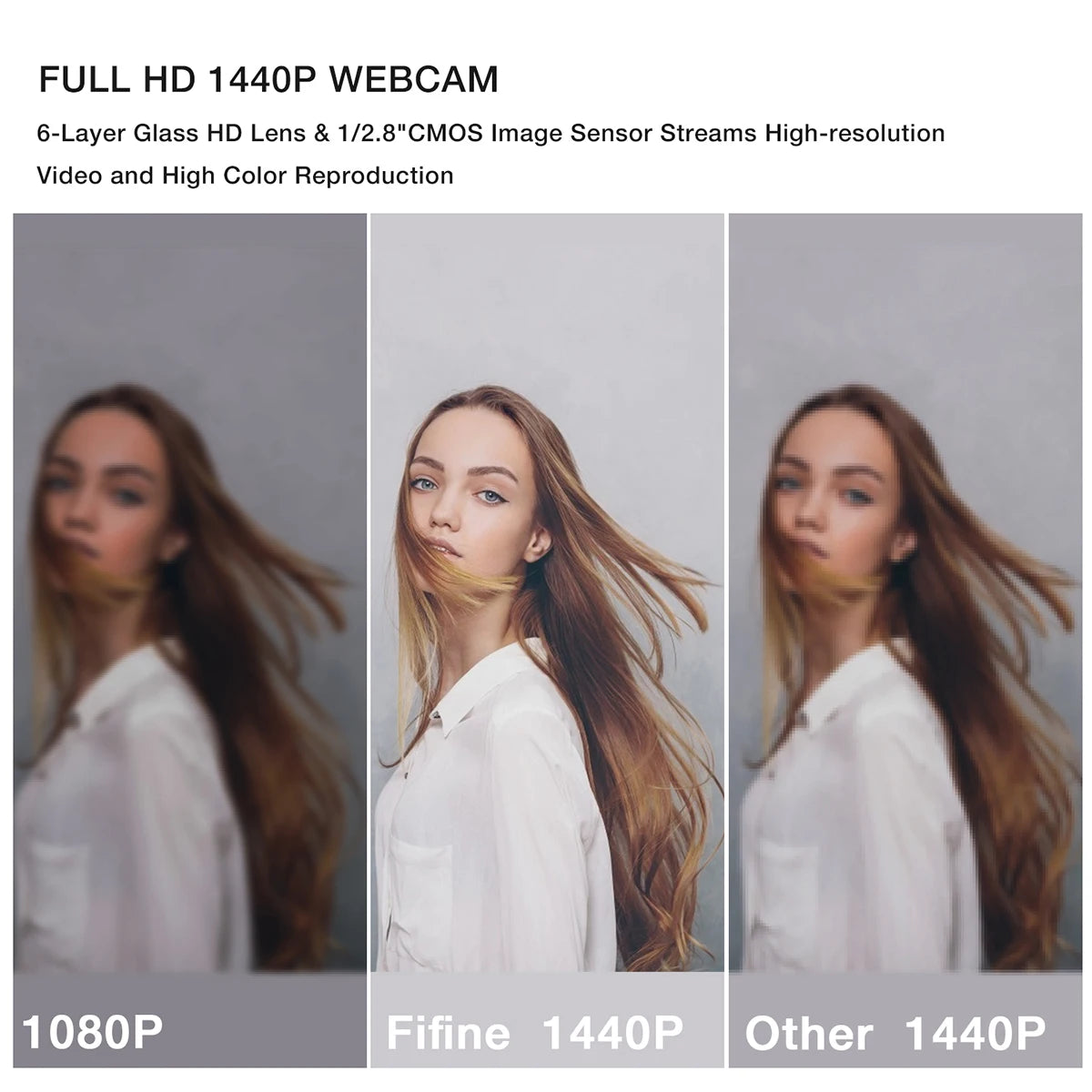 FIFINE 1440p Full HD PC Webcam with Microphone, Tripod, for USB Desktop & Laptop, Live Streaming Webcam for Video Calling - K420