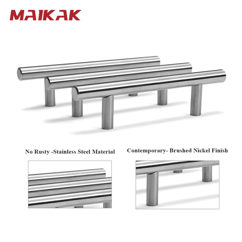 MAIKAK Brushed Black Straight Cupboard Handles Knobs Stainless Steel Brushed Black Gold Kitchen Door Handles Cabinet Pull