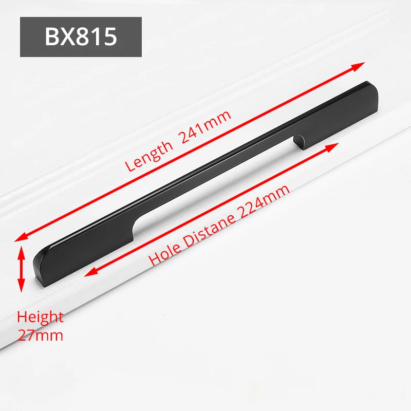 KAK Fashion Black Hidden Cabinet Handles Aluminum Alloy Kitchen Handles Cupboard Pulls Drawer Knobs Furniture Room Door Hardware