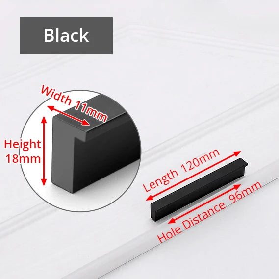 KAK Fashion Black Hidden Cabinet Handles Aluminum Alloy Kitchen Handles Cupboard Pulls Drawer Knobs Furniture Room Door Hardware