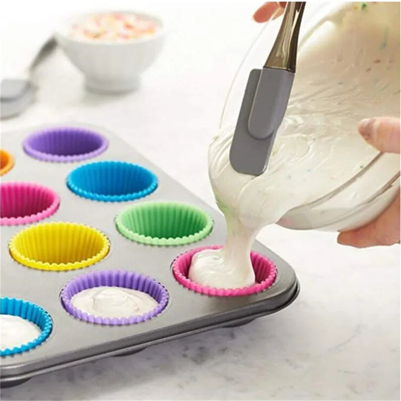 1/5/8/12/20pcs Silicone Cupcake Mold Bakeware Cupcake Liner Reusable Muffin Baking Nonstick Moulds Kitchen Baking Accessories