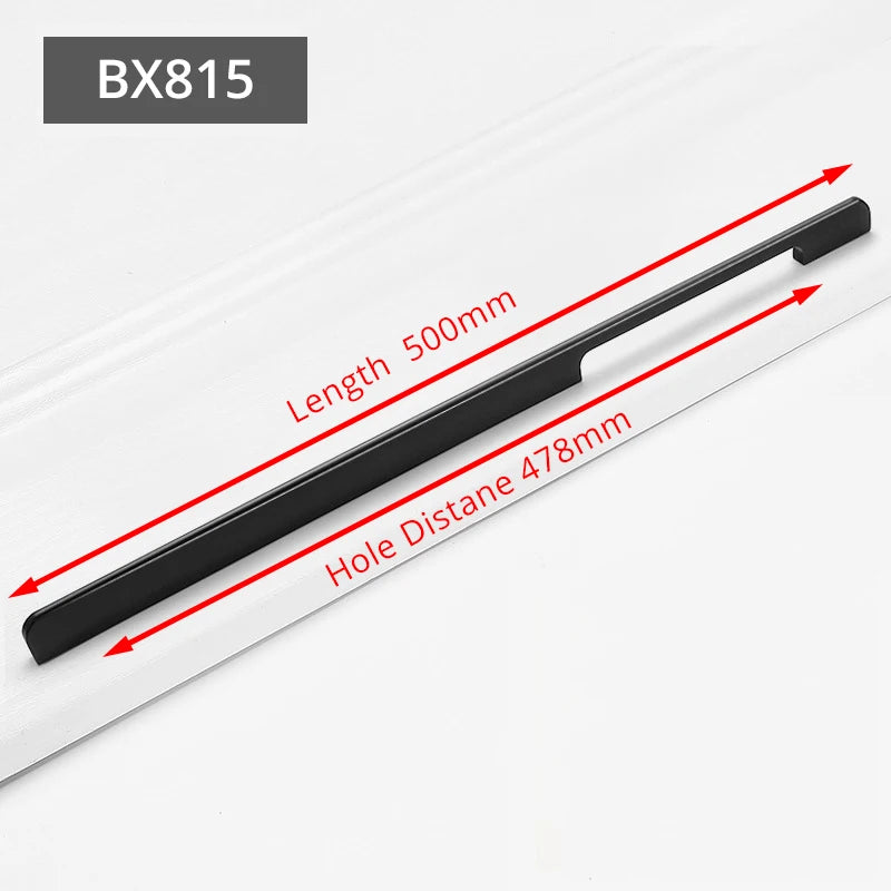 KAK Fashion Black Hidden Cabinet Handles Aluminum Alloy Kitchen Handles Cupboard Pulls Drawer Knobs Furniture Room Door Hardware