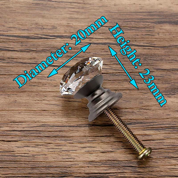 KAK 30mm Diamond Shape Design Crystal Glass Knobs Cupboard Pulls Drawer Knobs Kitchen Cabinet Handles Furniture Handle Hardware