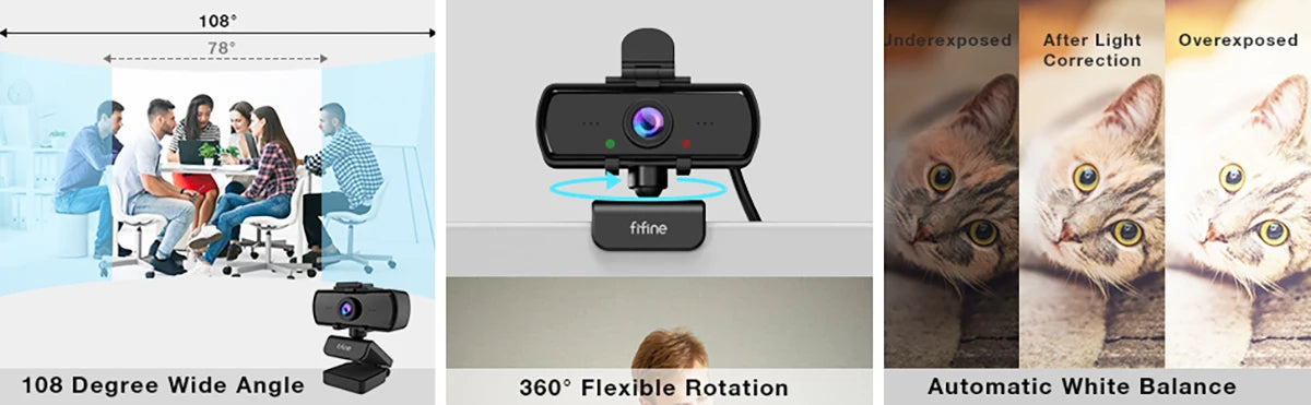 FIFINE 1440p Full HD PC Webcam with Microphone, Tripod, for USB Desktop & Laptop, Live Streaming Webcam for Video Calling - K420
