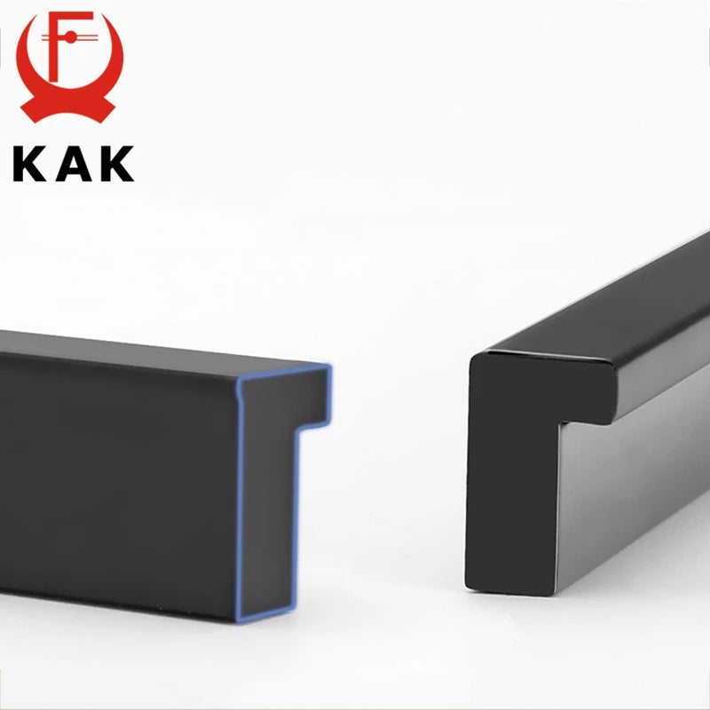 KAK Fashion Black Hidden Cabinet Handles Aluminum Alloy Kitchen Handles Cupboard Pulls Drawer Knobs Furniture Room Door Hardware