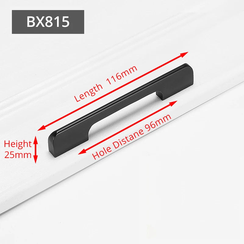 KAK Fashion Black Hidden Cabinet Handles Aluminum Alloy Kitchen Handles Cupboard Pulls Drawer Knobs Furniture Room Door Hardware