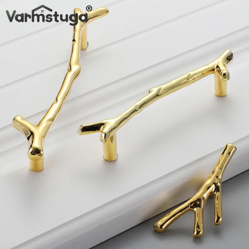 Fashion Tree Branch Furniture Handle 96mm 128mm Black Silver Bronze Kitchen Cabinet Handles Drawer Knobs Door Pulls Hardware