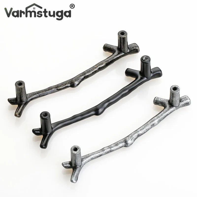 Fashion Tree Branch Furniture Handle 96mm 128mm Black Silver Bronze Kitchen Cabinet Handles Drawer Knobs Door Pulls Hardware